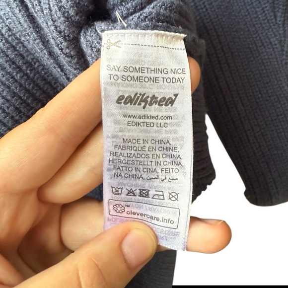 Edikted Wynter Oversized Knit Hoodie Women’s Medium Navy Blue - Picture 7 of 8